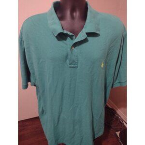Polo Ralph Lauren Shirt Mens 3XB Big Aqua Blue Short Sleeve Golf Polo Pony